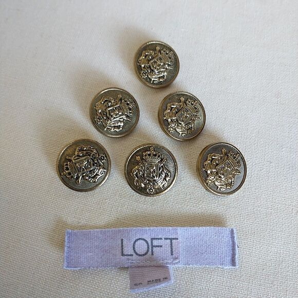 Loft Waterbury Replacement Buttons Shanks Gold Tone Brass Crest Blazer Coat 6x - Picture 6 of 6